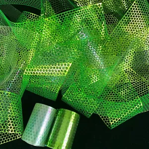 Bright and Lt Green Punchinella Sequin Mesh 20 yds 3.5in Wide Easter Crafts - Picture 1 of 6