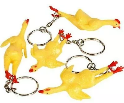 144 TOTAL 3" Rubber Stretch Rubber Chicken Key Chain - Gag Gift Joke (12 dozen) - Image 1 of 4