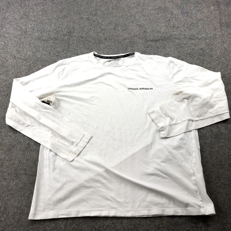 Camisa Under Armour Para Hombres XL Blanca Deletrear Logo Gimnasio Informal Gimnasio Entrenamiento * Foto 1 de 4