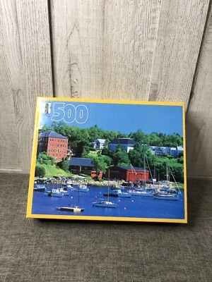 彩虹世界风景船拼图 Rockport 缅因州 500 件密封盒 — 第 1/4 张图片