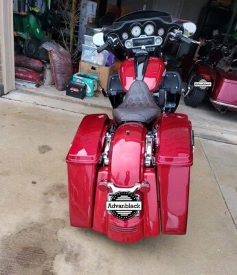 Ember Red Sunglo Stretched Saddlebags No Cutout Rear Fender For 93-13 Harley - Image 1 of 4