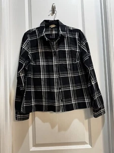 Duluth Trading Black/white Plaid Button Down Shirt  Long Sleeve Small Cotton - Picture 1 of 8