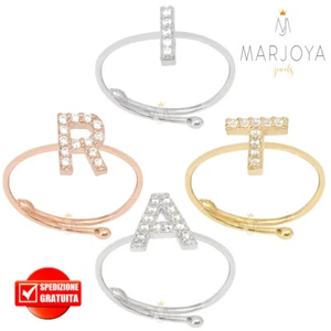 Anello con iniziale personalizzata e zirconi in argento 925,dorato e rosè,regola - Bild 1 von 137