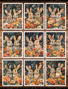 Bunny In Garden Die Cut Vinyl Stickers Set Scrapbooking Laptop Waterbottle  - Picture 1 of 1