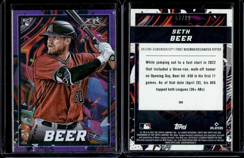 2022 Topps Fire Rookie Purple #39 Seth Beer /99 - Image 1 of 1