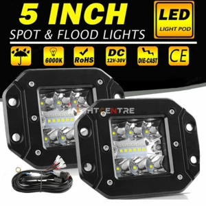 5"Flush Mount LED Cube Pods Light Backup Reverse Fog Lights w/ Wiring Harness - Picture 1 of 11