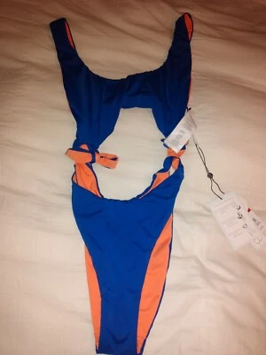NWT Women's, Blue And Orange, Reversible, Detachable Monokini, XS - Image 1 of 4