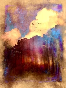 Quadro digitale tela alberi foresta arte moderna astratta decorazione parete Togel 18 24 - Foto 1 di 8