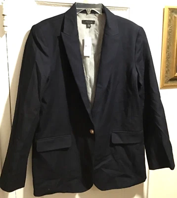 Blazer Ann Taylor Azul Marino Forrado Un Botón con Botones de Latón Talla 12 Nuevo con Etiquetas Foto 1 de 4