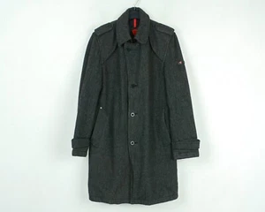 STRELLSON Mens UK 40 US Virgin Wool Pea Over Coat Formal Grey Jacket Top EU 50 M - Picture 1 of 10