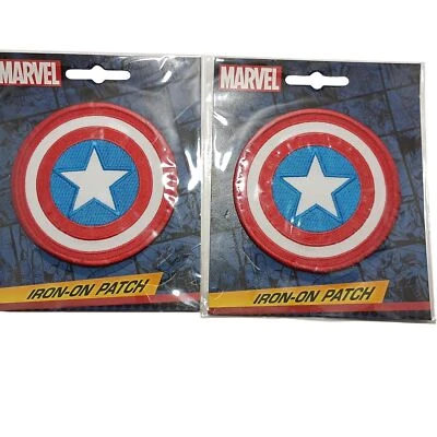 Marvel Captain America Shield Iron-On Patch 3.5" Diameter Lot of 2 NIP - Image 1 of 3