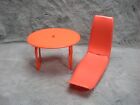 Meubles Sear Arco Barbie orange table et piscine côté chaise longue mattel