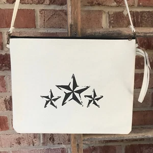 Borsa tote bag nuova con etichette, polso, tracolla, stella, tela, nautica, regalo NUOVA tablet - Foto 1 di 6