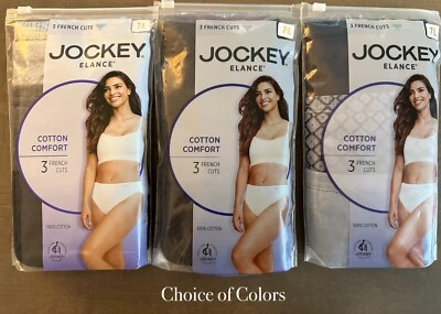 NEW French Cut Women Panties JOCKEY ELANCE Sz 7 Lg Cotton 3 pk CHOOSE COLOR READ - Image 1 of 4