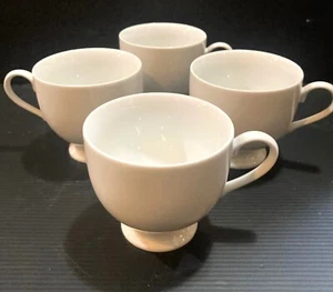 Mikas Japan Classic Flair Coffee Mug Set of 4 White Footed Porcelain Cup 3"H - Picture 1 of 5