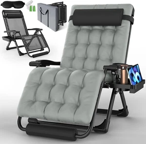 Oversized Zero Gravity Chair, 33In XXL Padded Lounge Chair, Recliner Chair W/Cus - Picture 1 of 7