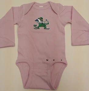 INFANT GIRL NORTE DAME LONG SLEEVE LAP SHOULDER CREEPER NEWBORN IRREGULAR - Picture 1 of 2