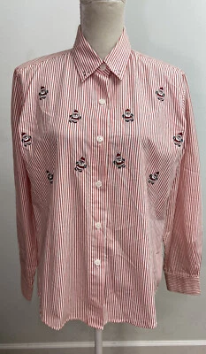 Top Impressions Rojo y Blanco Rayas Abotonadas Mujer Talla 12 Santa Navidad Foto 1 de 4