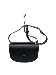 Borsa a tracolla A.P.C in pelle nera tinta unita - Foto 1 di 7