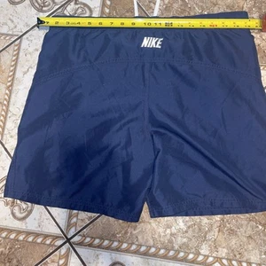 Vintage Nike Shorts Mens M Blue 8" Inseam Mini swoosh spellout Lined Gym Swim B6 - Picture 1 of 9