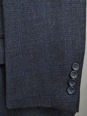 Joseph & Feiss Men 48R Gray Wool Tweed Blue Check Plaid Blazer Jacket Sport Coat - Image 1 of 4