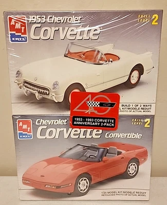 AMT Chevrolet 1953 & 1993 Corvette Anniversary 2 Pack Set Kit 6519 & 8607 Sealed - Image 1 of 4