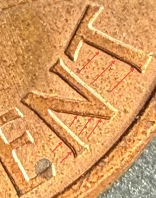 1996 REVERSE DOUBLING ERROR ON LINCOLN CENT - ALMOST UNCIRCULATED - Image 1 of 4