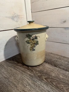 Monroe Salt Works Pottery Crock Lid Canister 9” Grapes Fruit Maine - Picture 1 of 9