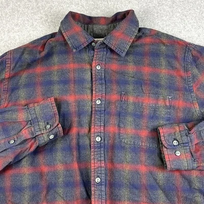 Carbon 2 Cobalt Plaid Flannel Shirt Mens Medium Red Blue Long Sleeve Button Up - Image 1 of 4