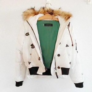 Used DSQUARED2 Down Jacket With Fur Size 40 White Length 55cm - Picture 1 of 7