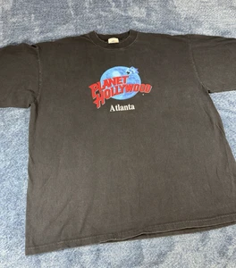 Planet Hollywood Men's Shirt XL VTG Atlanta Tee Black USA Made Box Light Fade - Picture 1 of 9