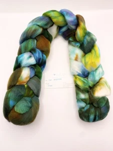SW Merino Wool ‘True’ Blue Green Fiber Art Braid for Spinning/Felting - 4 oz - Picture 1 of 6