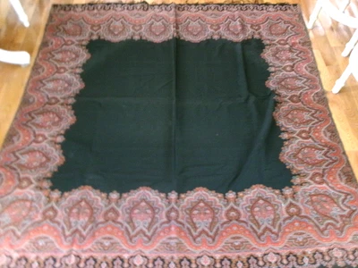ANTIQUE BEAUTIFUL PAISLY SHAWL USED IN MOVIE W/ROGER MOORE & TALIA SHIRE 68” SQ - Image 1 of 4