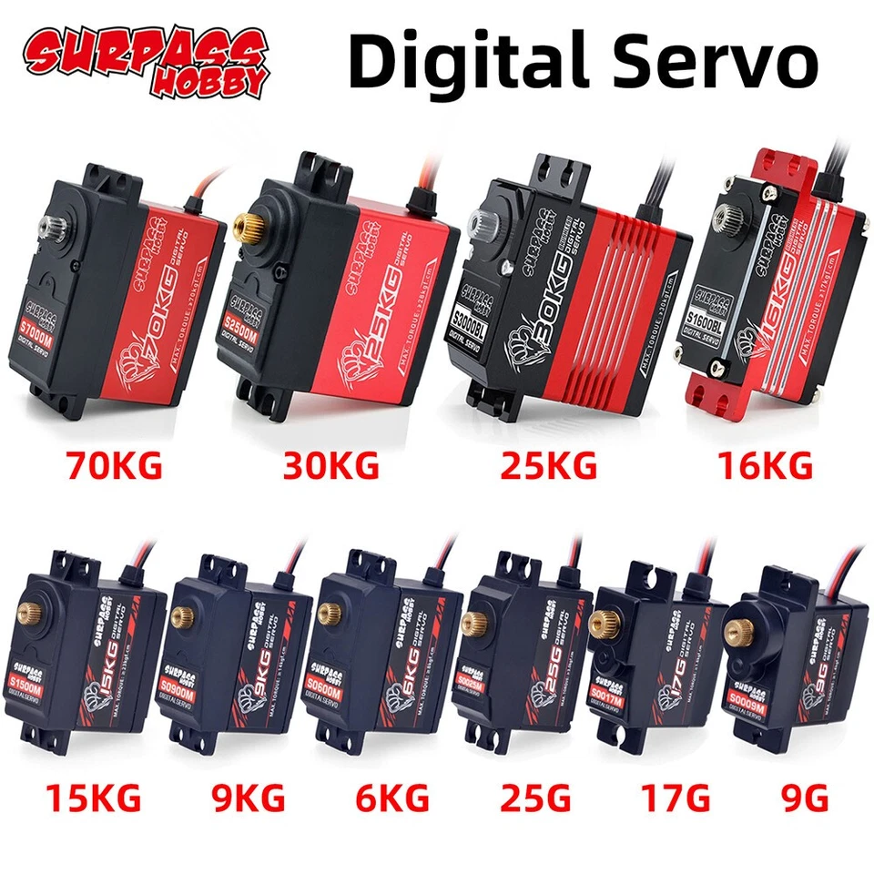 Digital Servo 17g 25g 6kg 9kg 15kg 25Kg 70kg für 1/24 1/12 1/10 1/8 1/7 RC Auto - Bild 1 von 4