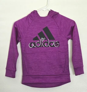 Adidas Event21 MLG Girls Size 5 Fuchsia Pullover Fleece Sweatshirt Hoodie Heart - Picture 1 of 10