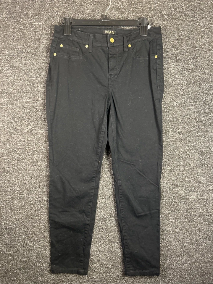 IMAN Women's Stretch Skinny Black Pants sz 12P Waist - Imagem 1 de 4