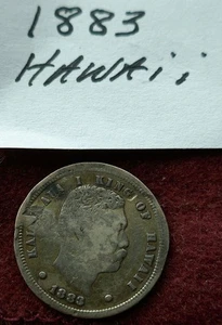1883 10c Hawaii SILVER Dime Hawaiian Coin KING KALAKAUA I Vintage - Picture 1 of 3