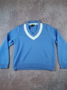Ralph LAuren Active Womens Blue knit V Neck  Pullover Size Large  - Picture 1 of 20