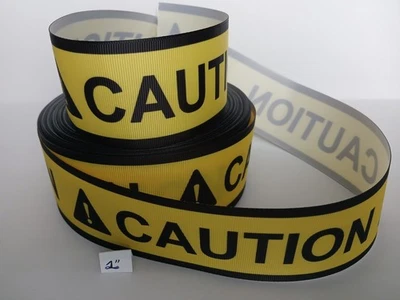 Grosgrain Ribbon Caution Awareness Police Tape Beware Warning Key Fobs 2 In Wide - Image 1 of 2