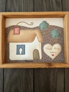 Valorie's Sockwell 1986 Framed Quilt House Vtg Folk Art Applique Finished - Picture 1 of 12