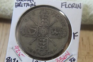 GREAT BRITAIN FLORIN / 2 SHILLING 1921 SILVER KM817A - Picture 1 of 2