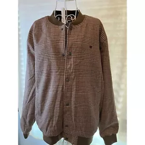 Brixton Plaid Bomber Jacket XL Men's Cotton & Polyester Brown & Tan - Picture 1 of 6