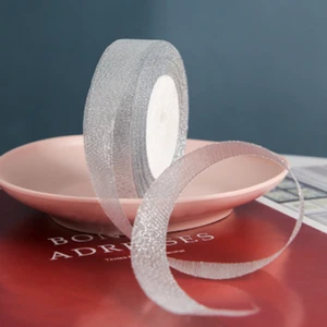 500 Yards Metallic Glitter Ribbon Sparkly Xmas Gift Wrapping Gold Silver Ribbons - Picture 1 of 9