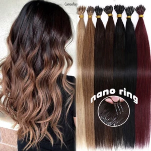 AAA+ Hair Extensions Nano Ring Beads Tip Remy Human Hair Micro Loop 1G THICK 50S - Picture 1 of 33