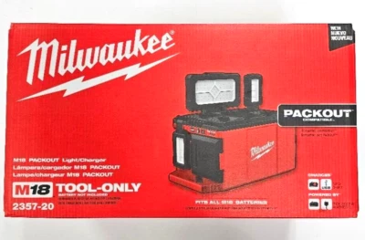 Milwaukee 2357-20 LED Packout Light Light & Charger 3 Pivoting Heads M18 18 Volt - Image 1 of 3
