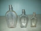 Lot Of 3 Small Antique Whiskey Bottle Flasks    + Pocket Flask