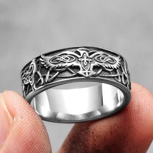 Phoenix Totem Ring Stainless Steel Men Auspicious Rings Trendy Biker Gift - Picture 1 of 12