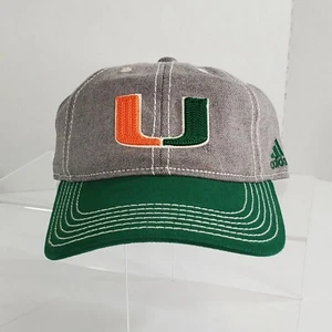 Adidas Youth Grey Green Baseball Hat Cap Adjustable UM Miami Hurricanes READ - Picture 1 of 12