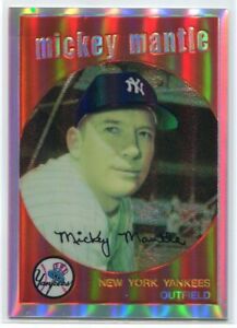 1996 Topps Mantle Finest Refractor 9 Mickey Mantle 1959 Topps Peeled