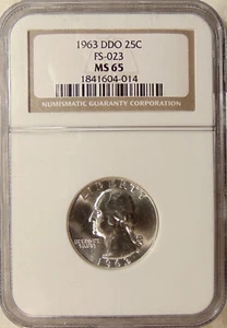 1963 Washington Quarter - FS-023 DDO Var - NGC MS65 - Beautiful "GEM" BU Coin - Picture 1 of 6